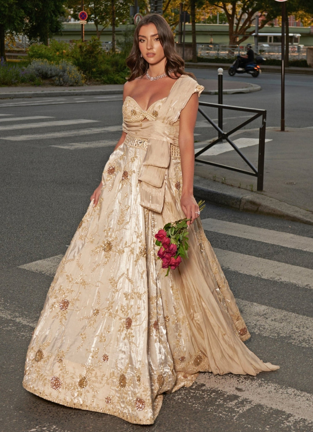 Ivory Gold Embroidered Bridal Organza Lehenga Set Jigar and Nikita - Fabilicious Fashion
