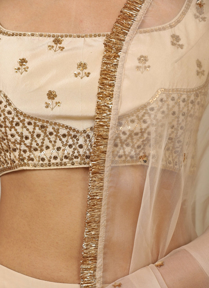 Ivory Gota Embroidered Lehenga Set Esha Koul - Fabilicious Fashion