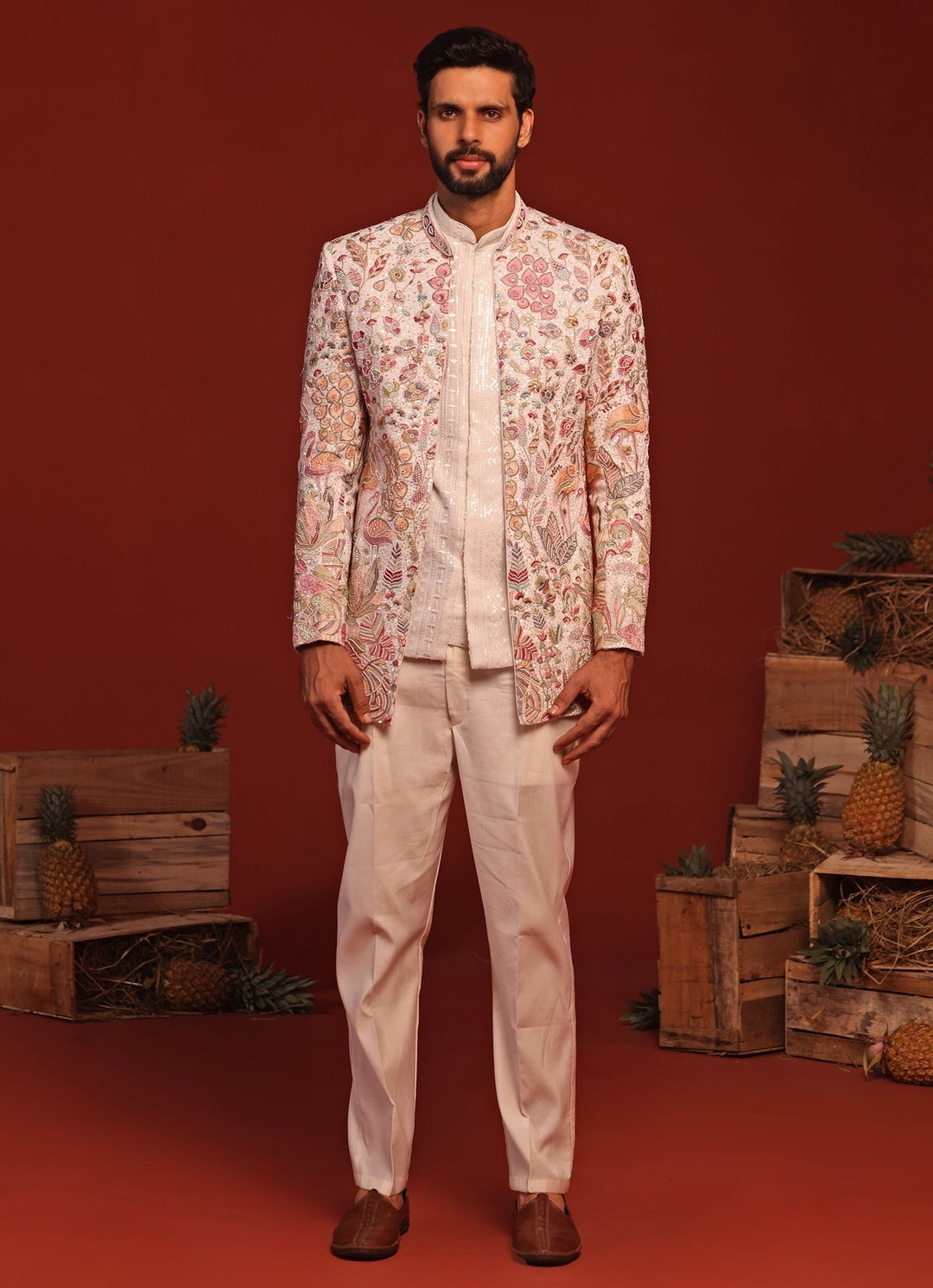 Ivory Hand - Embroidered Jodhpuri Suit Kalpraag - Fabilicious Fashion