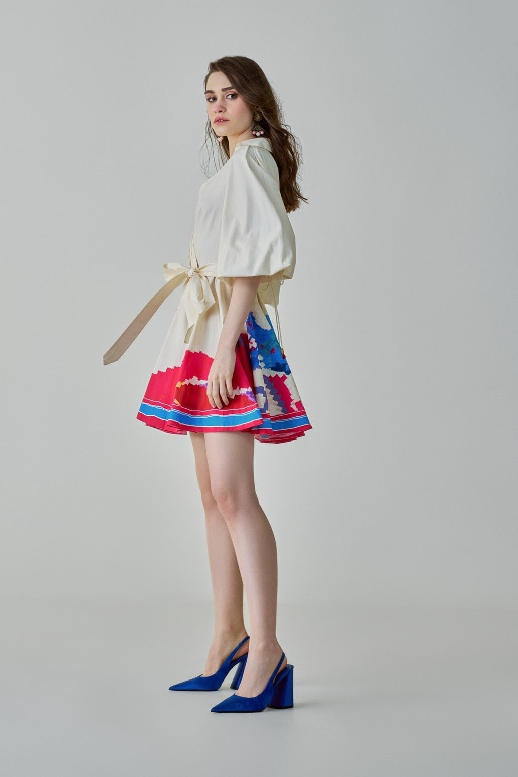 Ivory Ikat Print Dress Saaksha & Kinni - Fabilicious Fashion