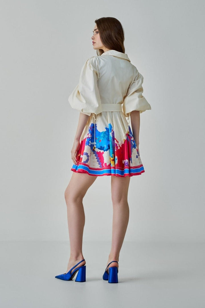 Ivory Ikat Print Dress Saaksha & Kinni - Fabilicious Fashion