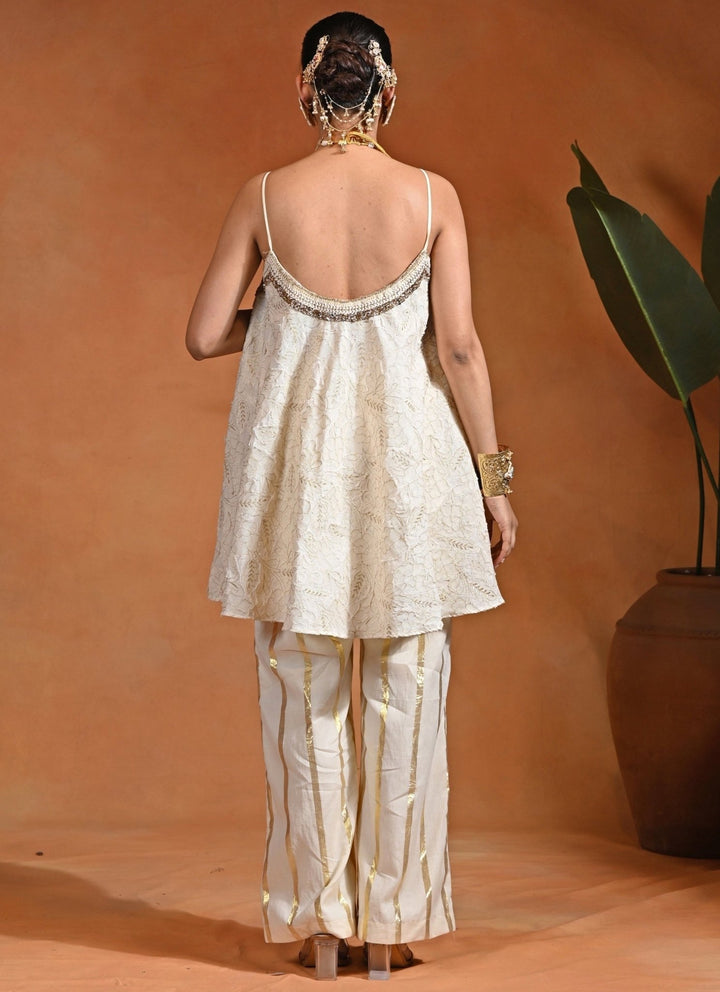 Rishi and Vibhuti Ivory Jacquard Kurta Pants SetFabilicious Fashion