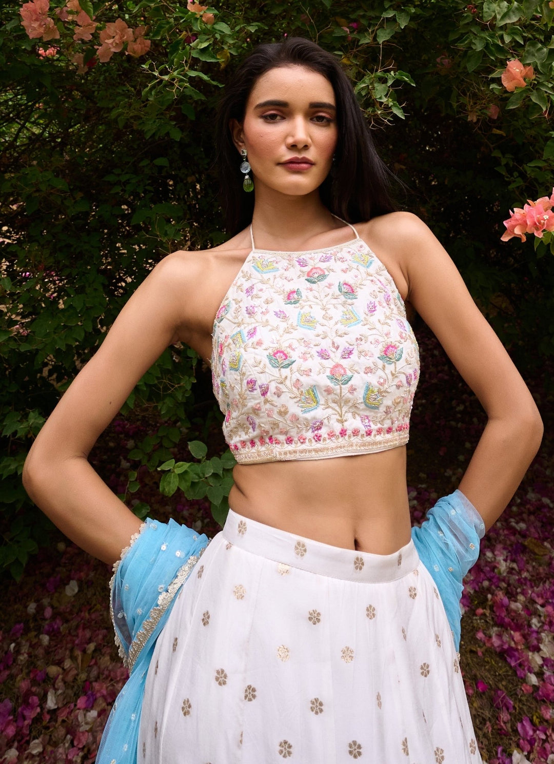 Ivory Jamewar Embellished Lehenga set Chamee and Palak - Fabilicious Fashion