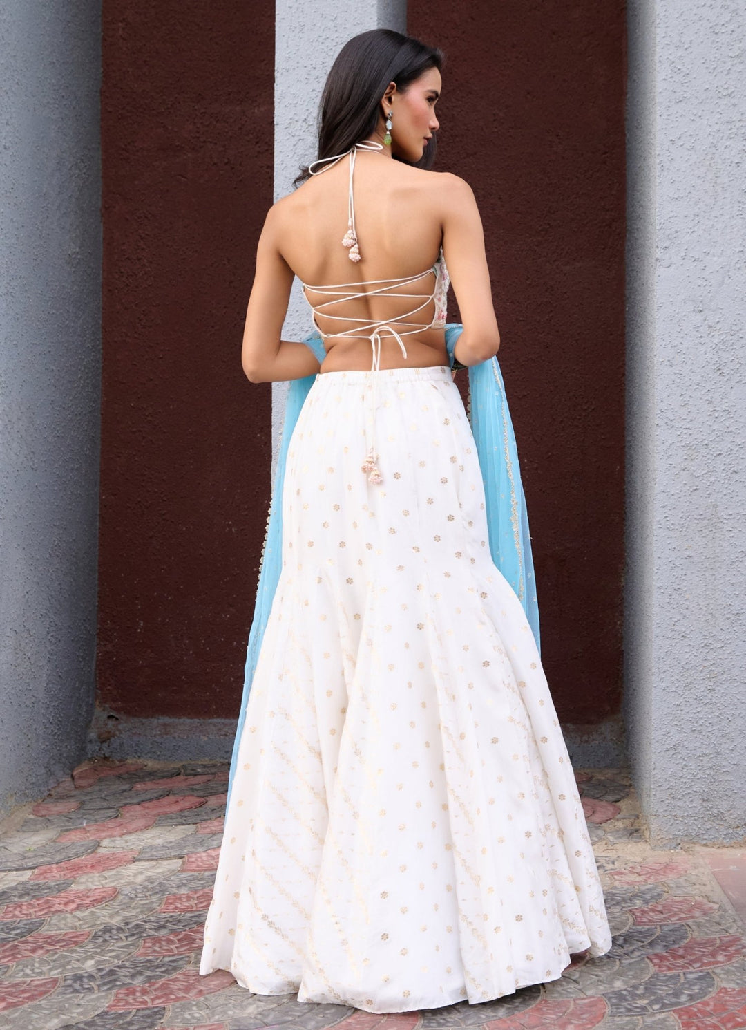 Ivory Jamewar Embellished Lehenga set Chamee and Palak - Fabilicious Fashion