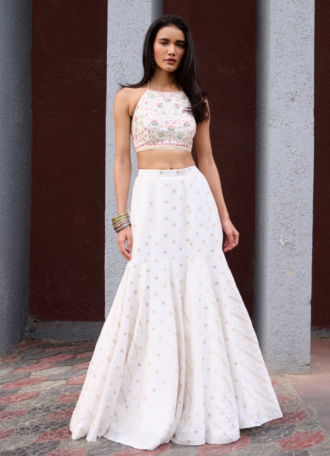 Ivory Jamewar Embellished Lehenga set Chamee and Palak - Fabilicious Fashion