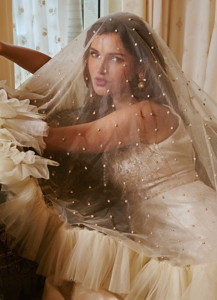 Ivory Jamewar Silk Jumpsuit Paulmi and Harsh - Fabilicious Fashion