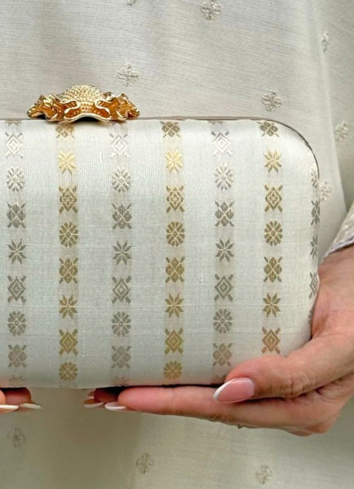 Ivory Kanchi Silk Clutch Amyra - Fabilicious Fashion