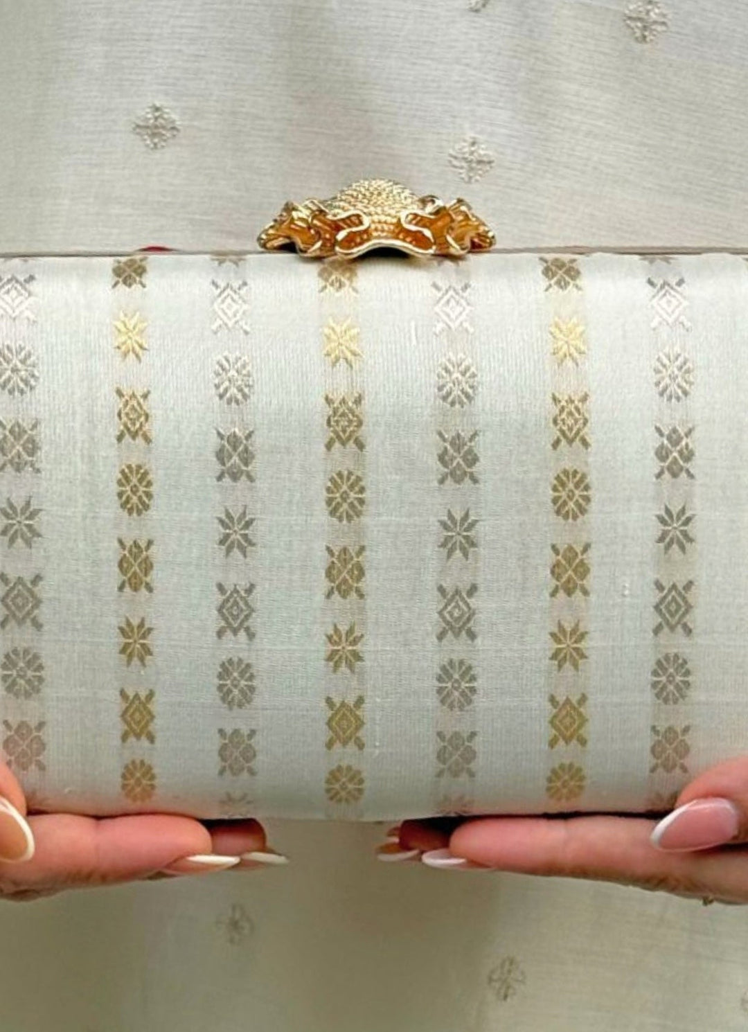 Ivory Kanchi Silk Clutch Amyra - Fabilicious Fashion