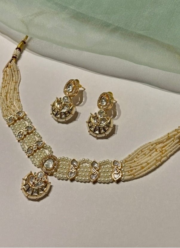 Naymee Ivory Kundan And Pearl Choker SetFabilicious Fashion