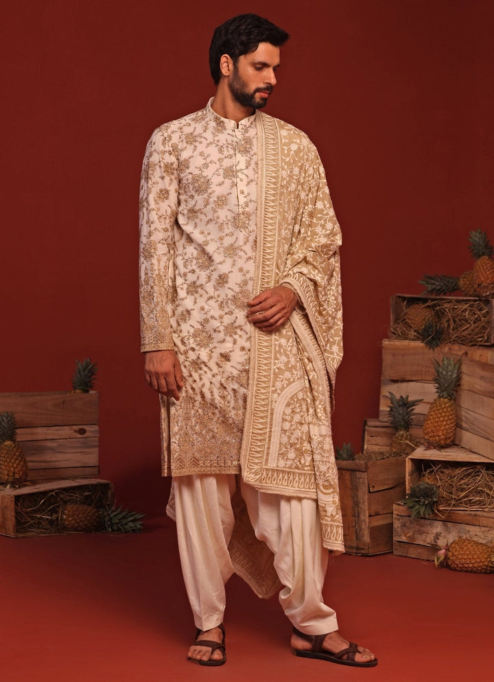 Ivory Kurta Patiala Set With Embroidered Dupatta Kalpraag - Fabilicious Fashion