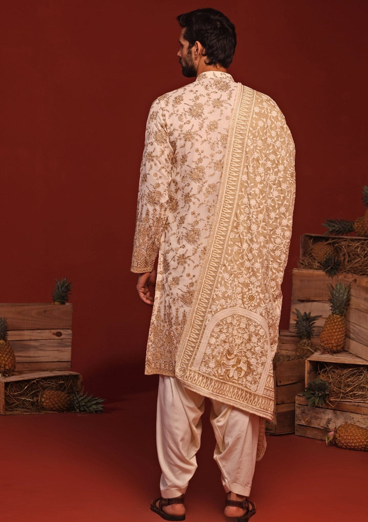 Ivory Kurta Patiala Set With Embroidered Dupatta Kalpraag - Fabilicious Fashion