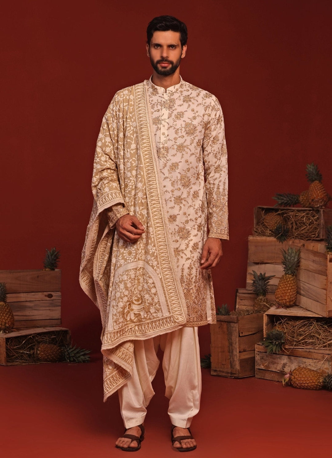 Ivory Kurta Patiala Set With Embroidered Dupatta Kalpraag - Fabilicious Fashion