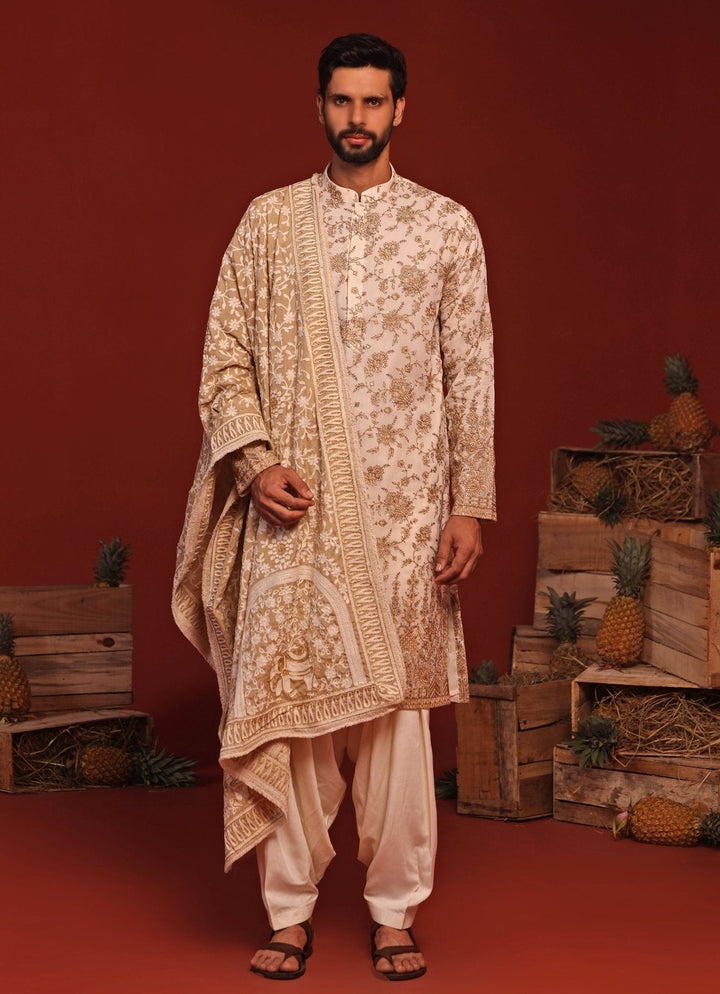 Ivory Kurta Patiala Set With Embroidered Dupatta Kalpraag - Fabilicious Fashion