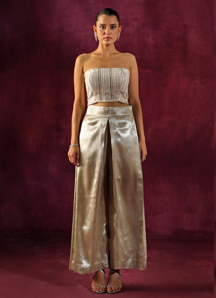 Twenty Nine Ivory Lace Mirrorwork Long Kurta Palazzo SetFabilicious Fashion