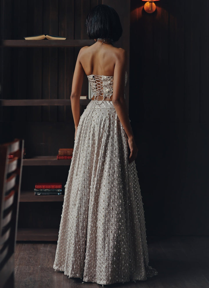 Ivory Lehenga With Corset Blouse Twenty Nine - Fabilicious Fashion