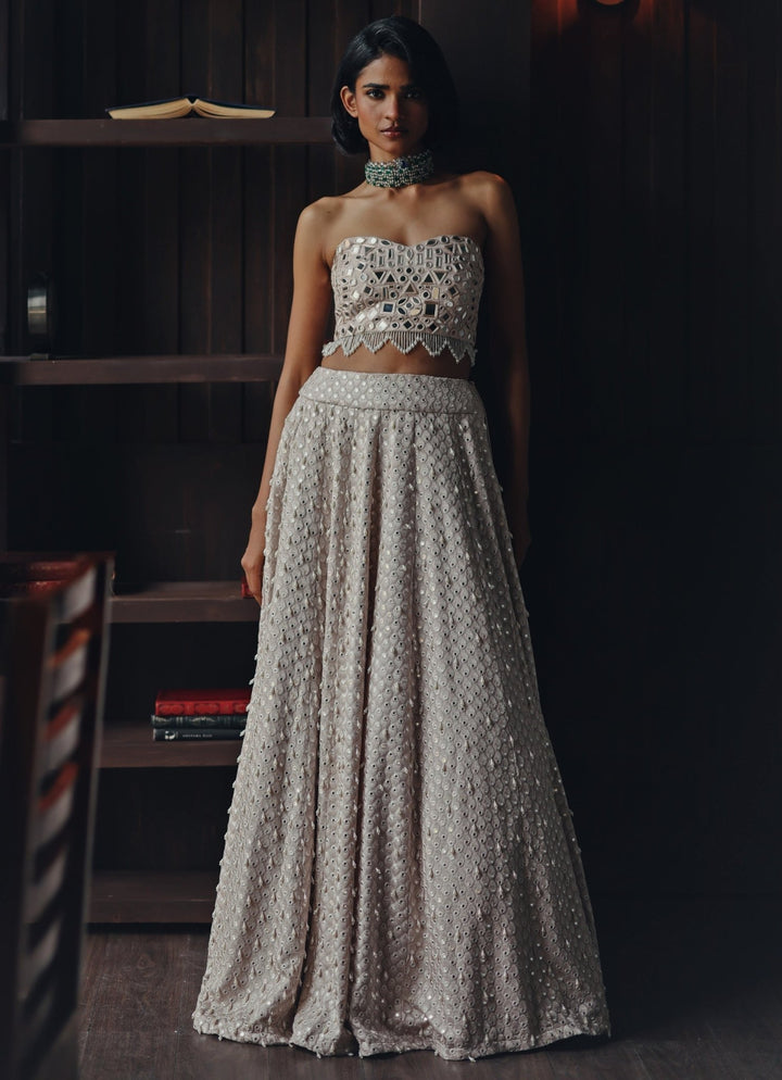 Ivory Lehenga With Corset Blouse Twenty Nine - Fabilicious Fashion