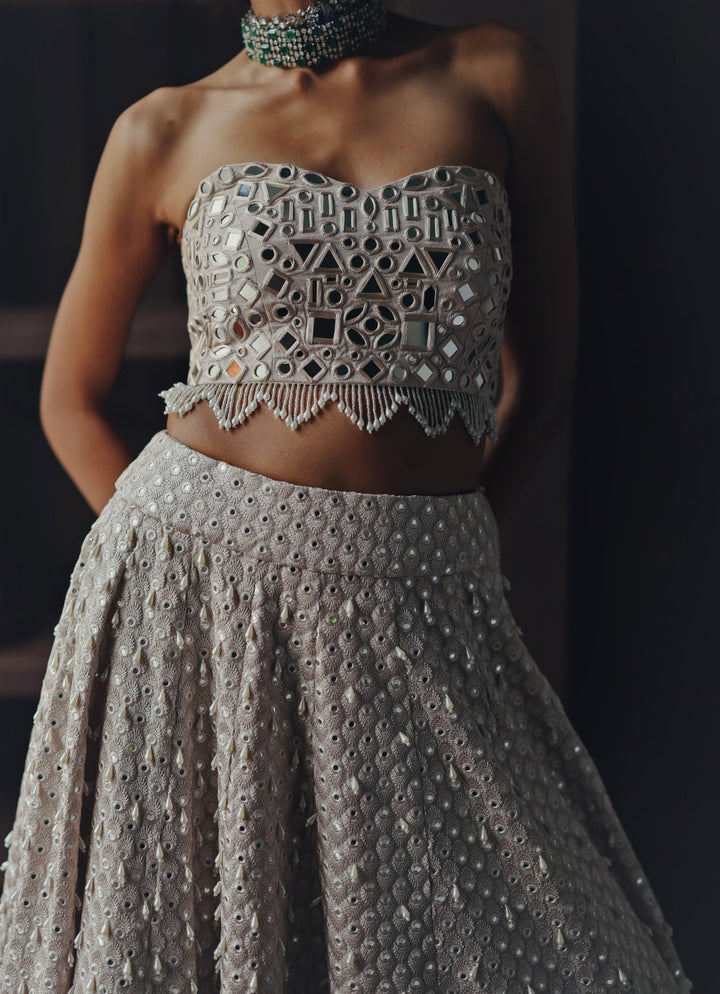 Ivory Lehenga With Corset Blouse Twenty Nine - Fabilicious Fashion