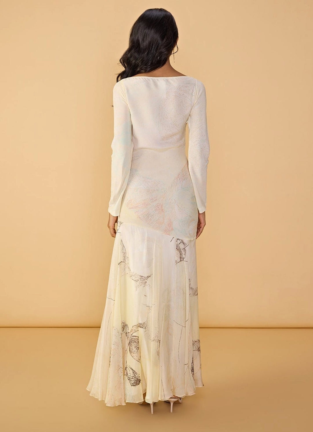 Saaksha &amp; Kinni Ivory Long Sleeves Printed Maxi DressFabilicious Fashion