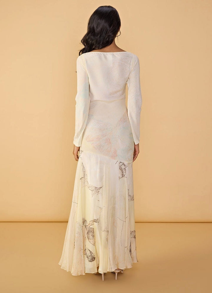 Saaksha &amp; Kinni Ivory Long Sleeves Printed Maxi DressFabilicious Fashion
