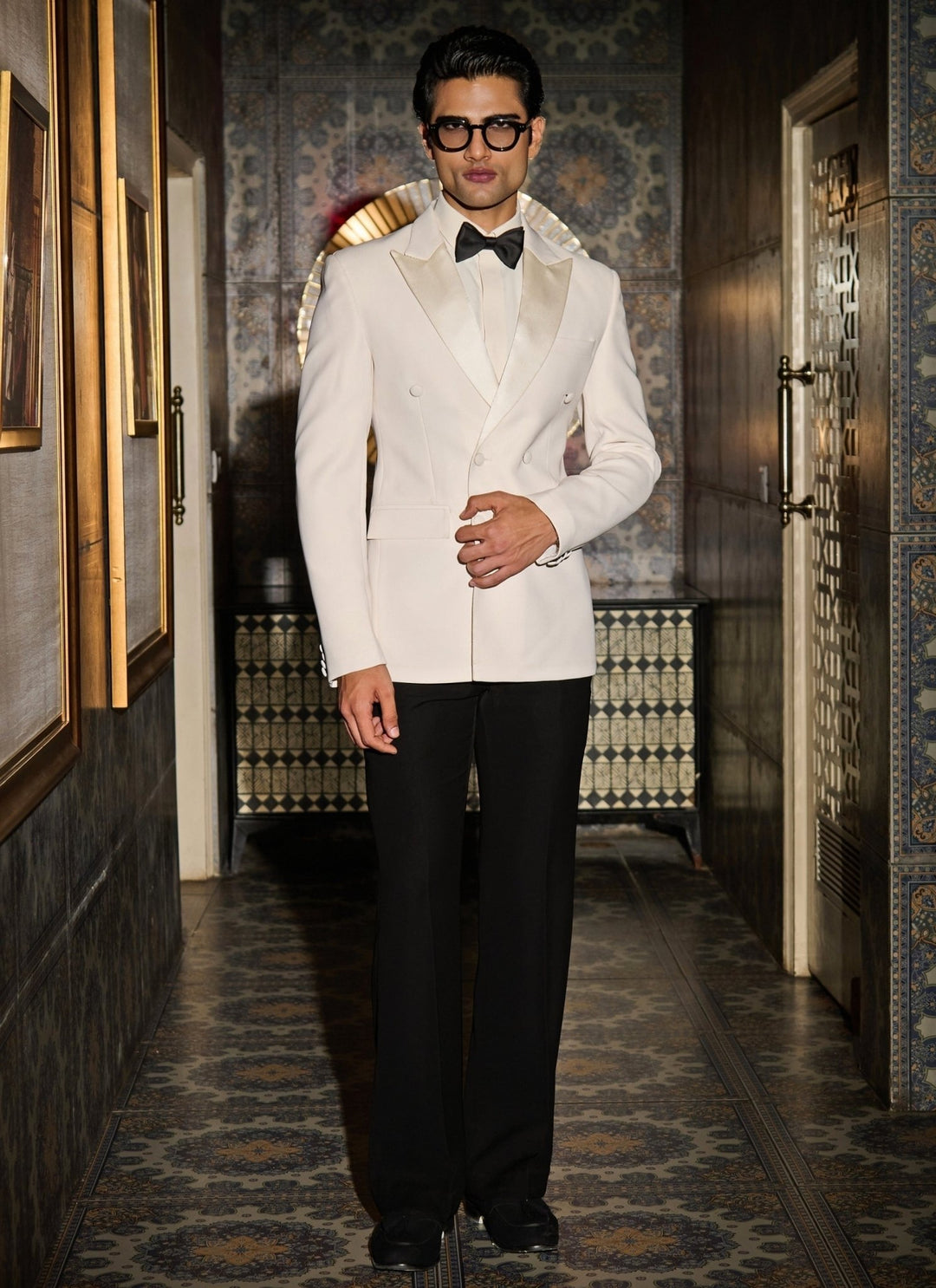 Contrast by Parth Ivory Lycra Suiting Tuxedo SetFabilicious Fashion