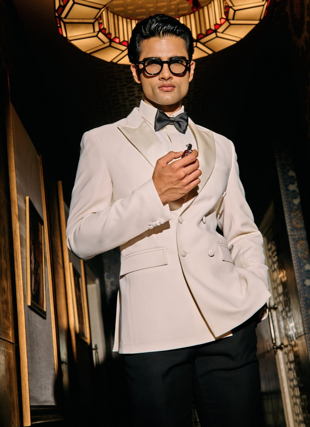 Contrast by Parth Ivory Lycra Suiting Tuxedo SetFabilicious Fashion