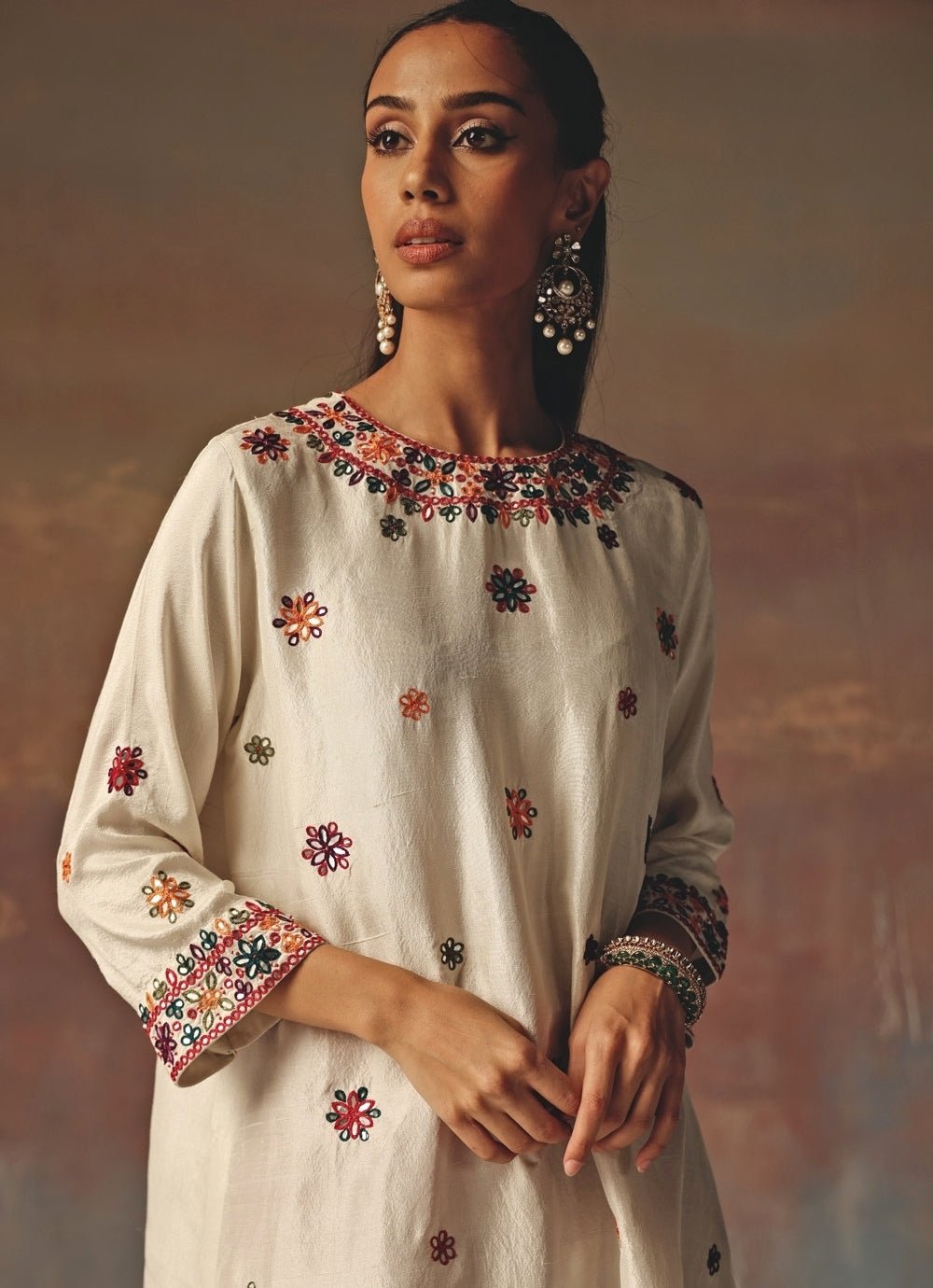 Twenty Nine Ivory Monga Silk Kurta With Red DhotiFabilicious Fashion