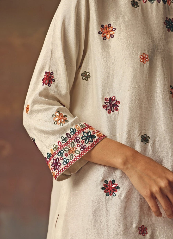 Twenty Nine Ivory Monga Silk Kurta With Red DhotiFabilicious Fashion