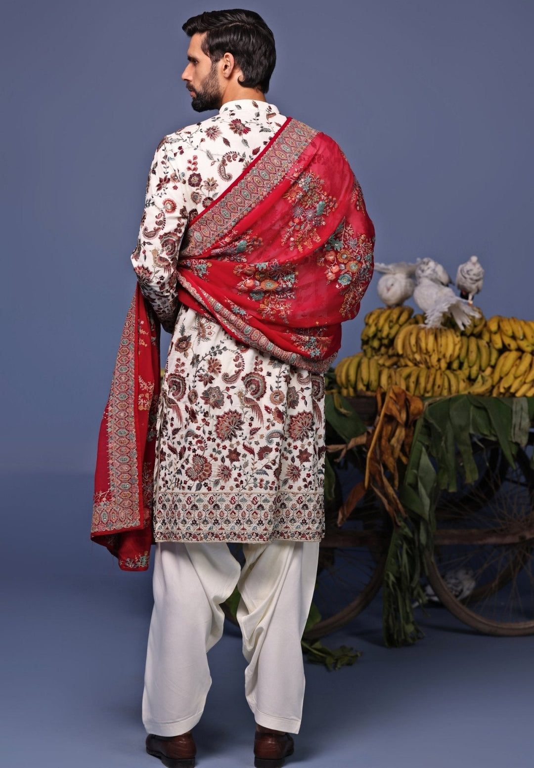 Ivory Multi Thread Embroidered Kurta Patiala Pant Set Kalpraag - Fabilicious Fashion