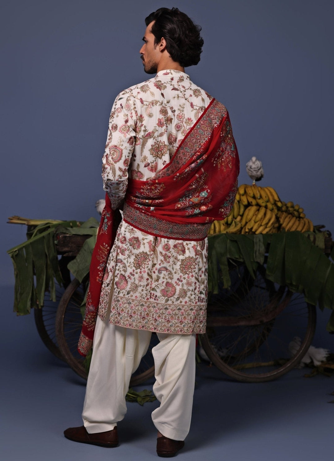 Ivory Multi Thread Embroidered Kurta Patiala Pant Set Kalpraag - Fabilicious Fashion