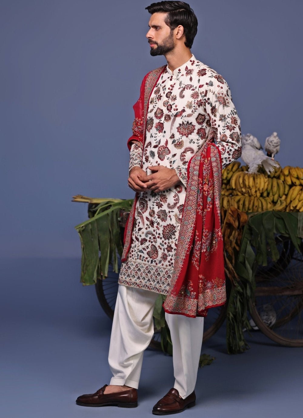 Ivory Multi Thread Embroidered Kurta Patiala Pant Set Kalpraag - Fabilicious Fashion