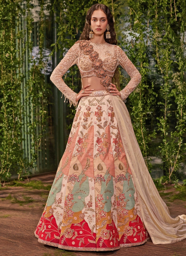 Jigar and Nikita Ivory Multicolor Silk Bridal Lehenga SetFabilicious Fashion
