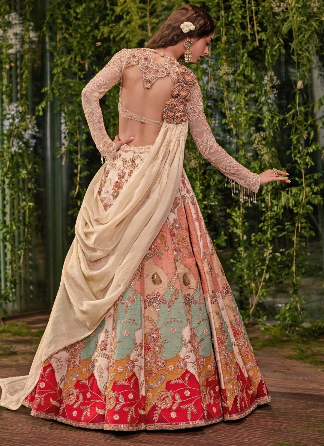 Jigar and Nikita Ivory Multicolor Silk Bridal Lehenga SetFabilicious Fashion
