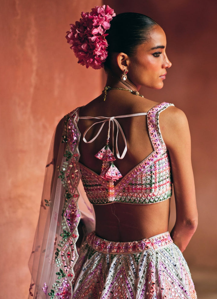 Ivory Multicoloured Raw Silk Lehenga Set Angad Singh - Fabilicious Fashion