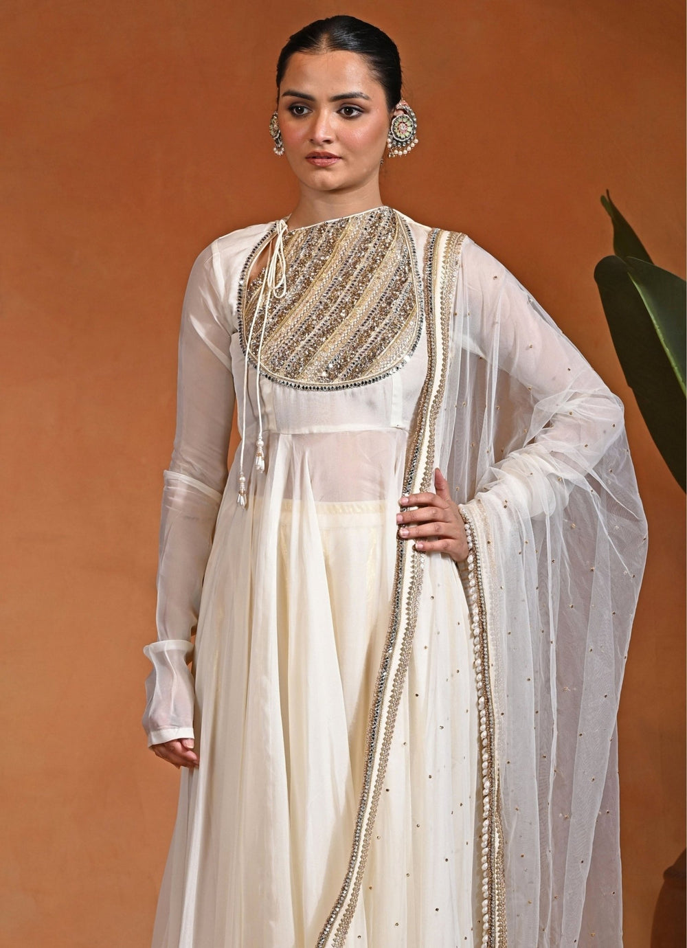 Rishi and Vibhuti Ivory Organza Anarkali SetFabilicious Fashion