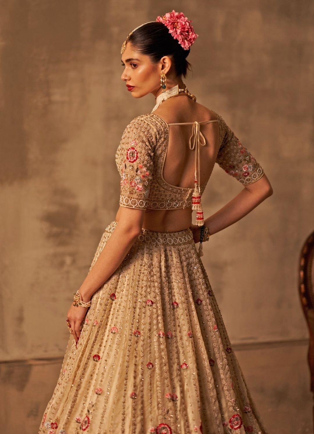 Ivory Organza Double Dupatta Bridal Lehenga Set Angad Singh - Fabilicious Fashion