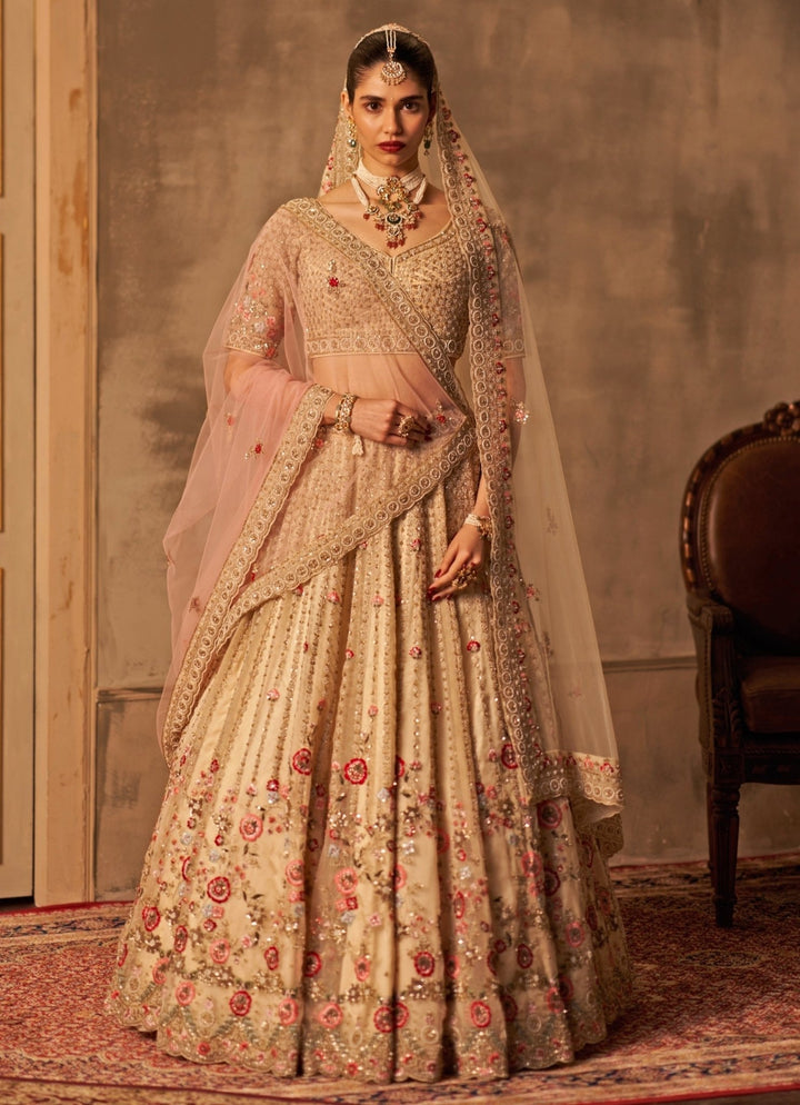 Ivory Organza Double Dupatta Bridal Lehenga Set Angad Singh - Fabilicious Fashion