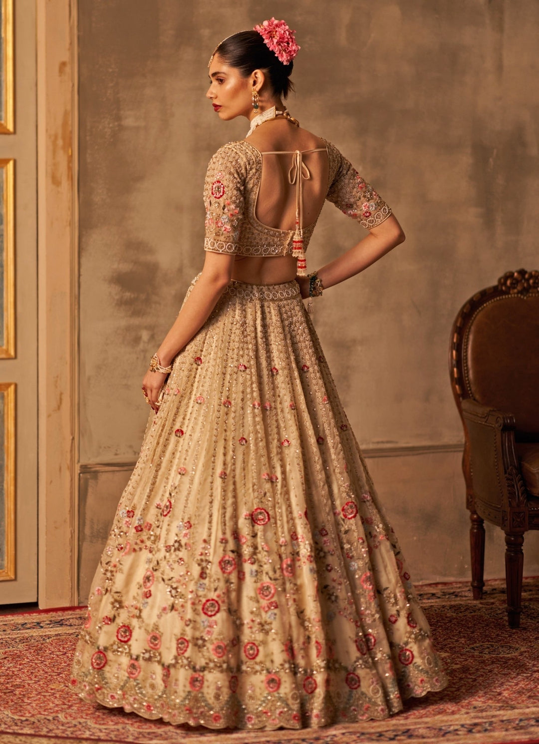 Ivory Organza Double Dupatta Bridal Lehenga Set Angad Singh - Fabilicious Fashion