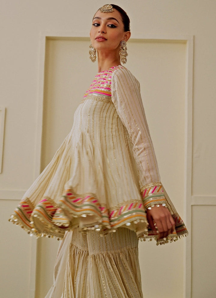 Gopi Vaid Ivory Organza Kurta Sharara SetFabilicious Fashion