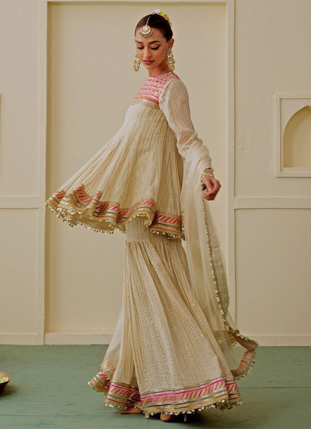 Gopi Vaid Ivory Organza Kurta Sharara SetFabilicious Fashion
