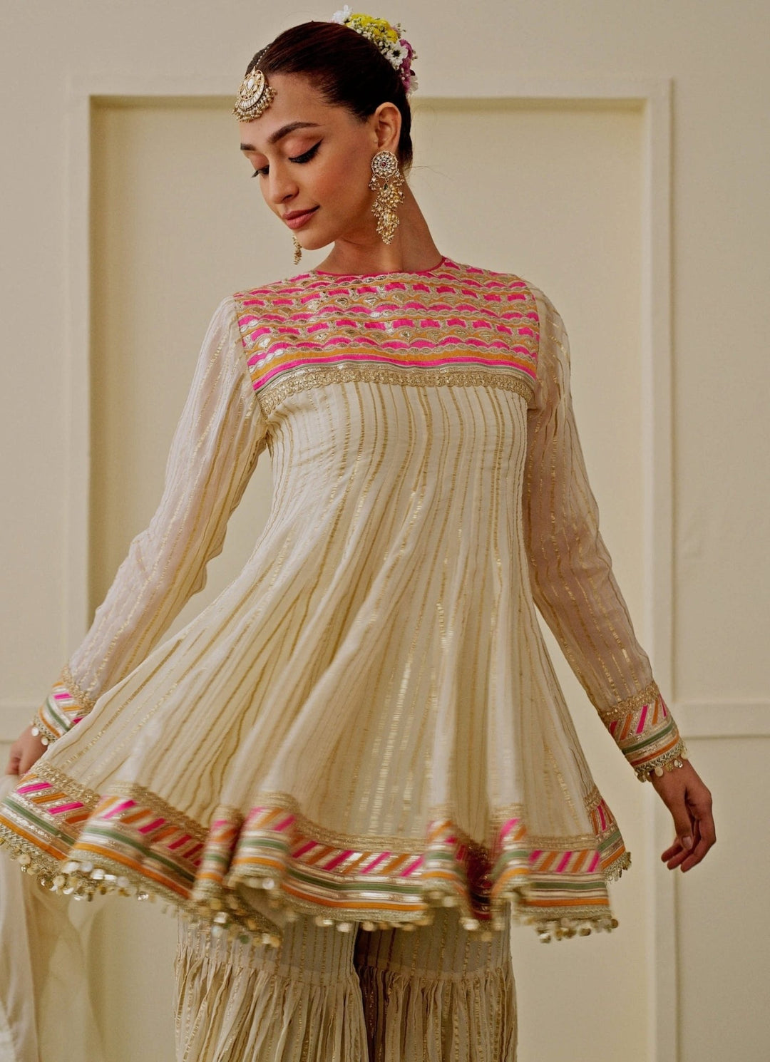 Gopi Vaid Ivory Organza Kurta Sharara SetFabilicious Fashion