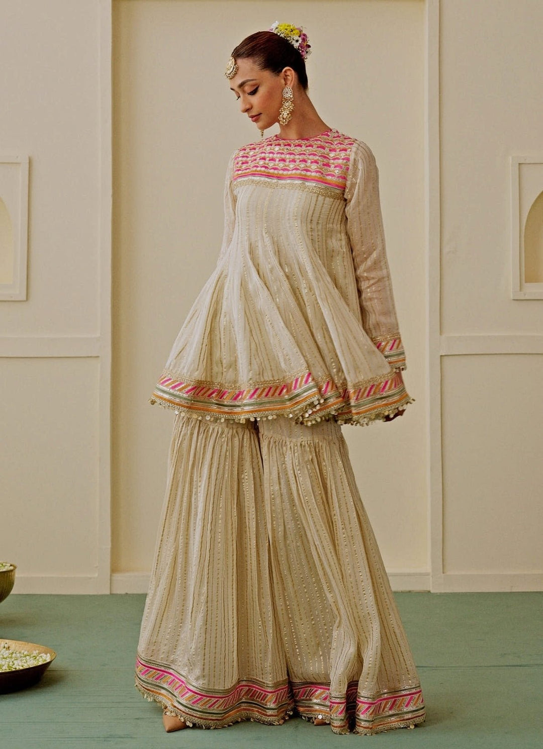 Gopi Vaid Ivory Organza Kurta Sharara SetFabilicious Fashion
