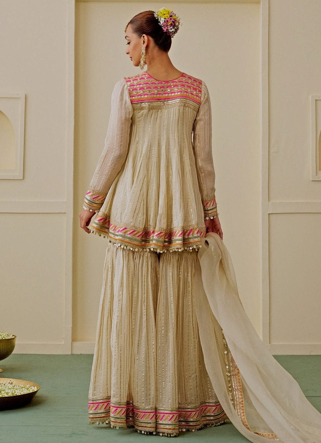 Gopi Vaid Ivory Organza Kurta Sharara SetFabilicious Fashion