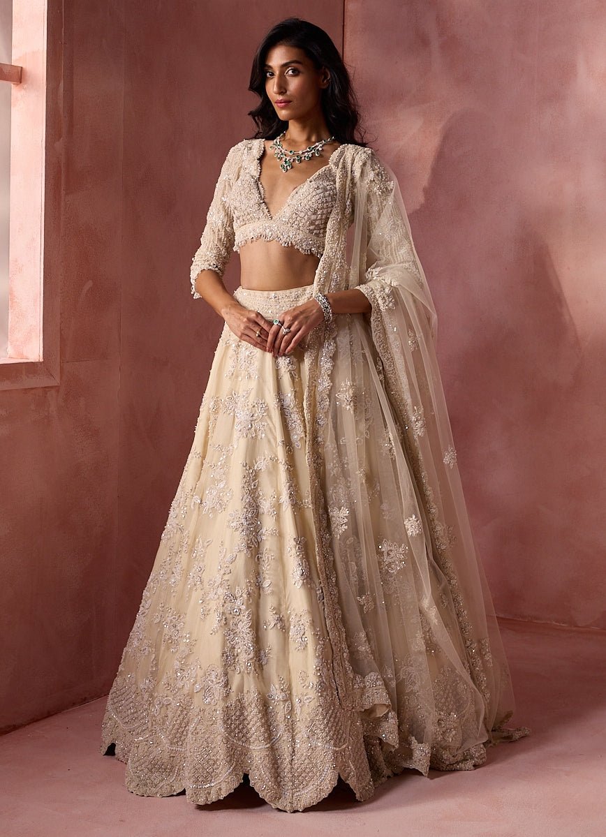 Ivory Organza Lehenga Set Nitika Gujral - Fabilicious Fashion