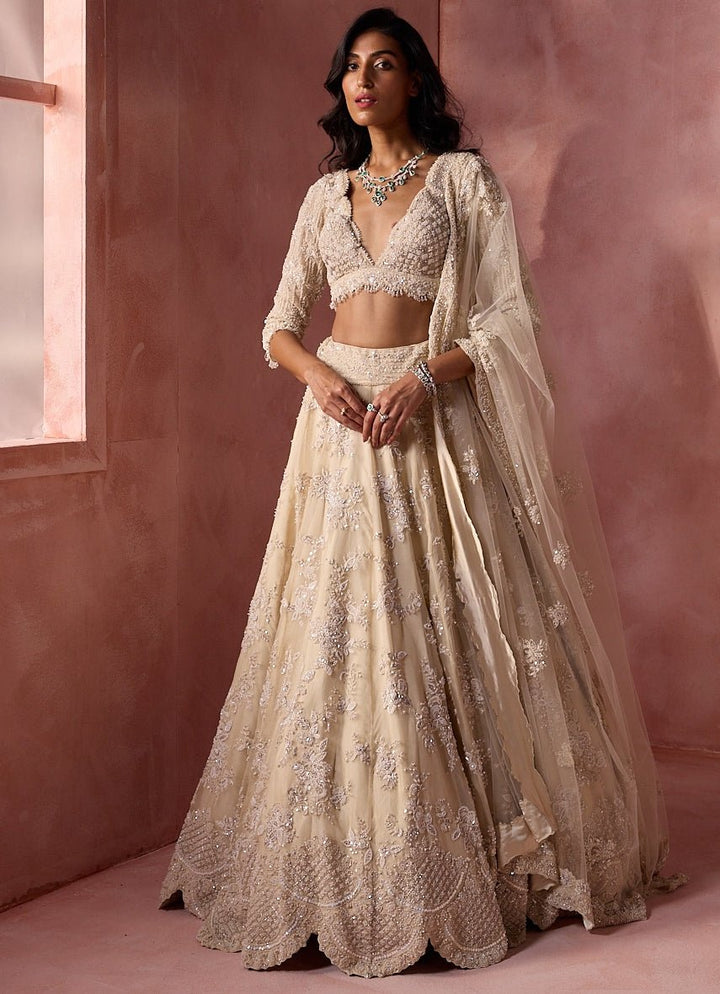 Ivory Organza Lehenga Set Nitika Gujral - Fabilicious Fashion