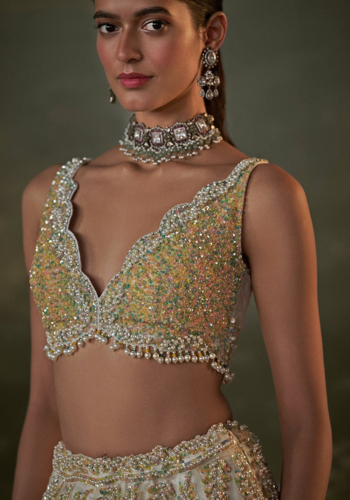 Ivory Organza Lehenga Set Nitika Gujral - Fabilicious Fashion