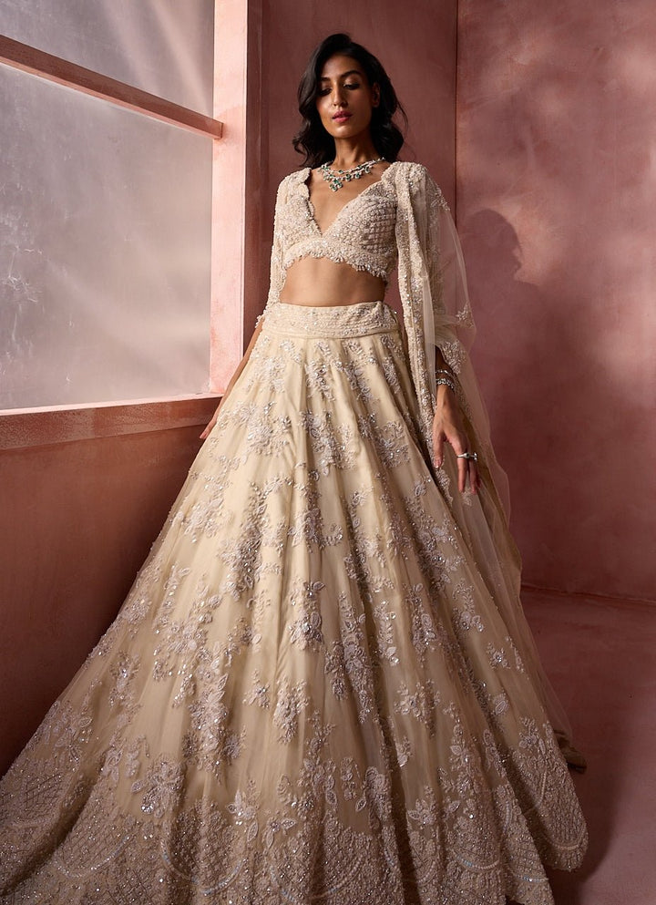 Ivory Organza Lehenga Set Nitika Gujral - Fabilicious Fashion