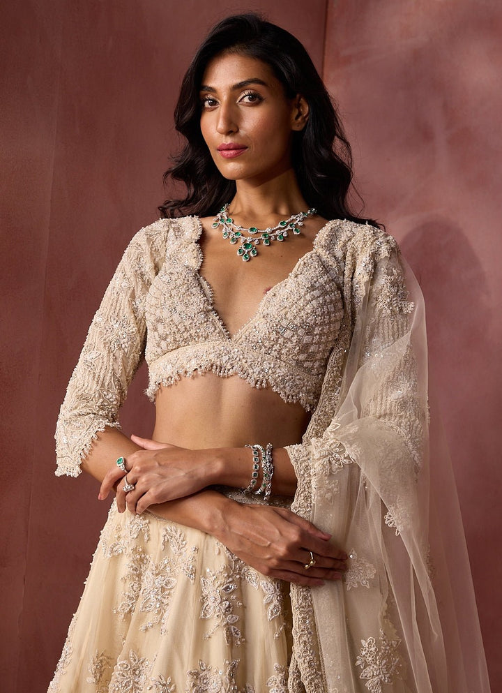 Ivory Organza Lehenga Set Nitika Gujral - Fabilicious Fashion