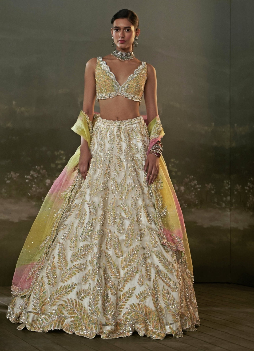 Ivory Organza Lehenga Set Nitika Gujral - Fabilicious Fashion