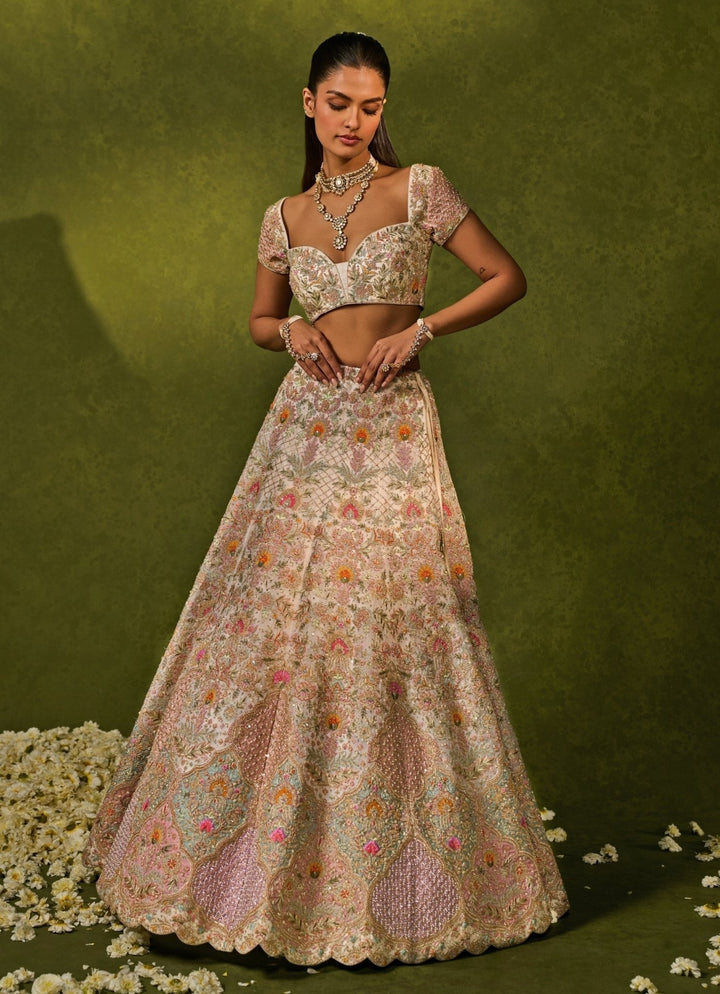Ivory Organza Lehenga Chamee & Palak - Fabilicious Fashion