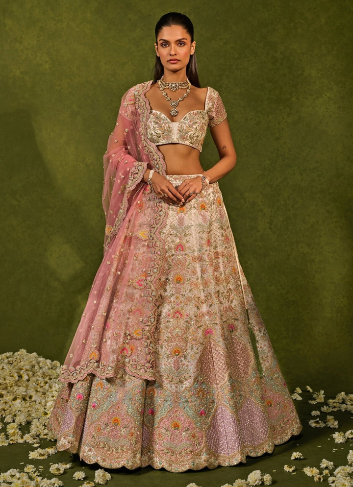 Ivory Organza Lehenga Chamee & Palak - Fabilicious Fashion